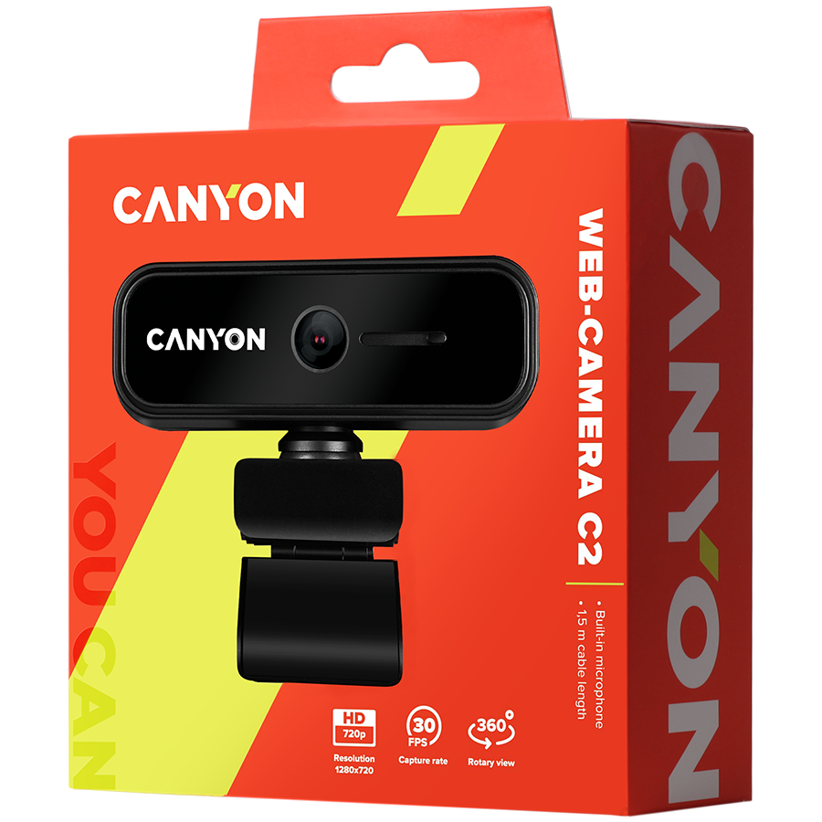 Web kamera CANYON C2, 720P HD 1.0Mega fixed focus webcam - CNE-HWC2