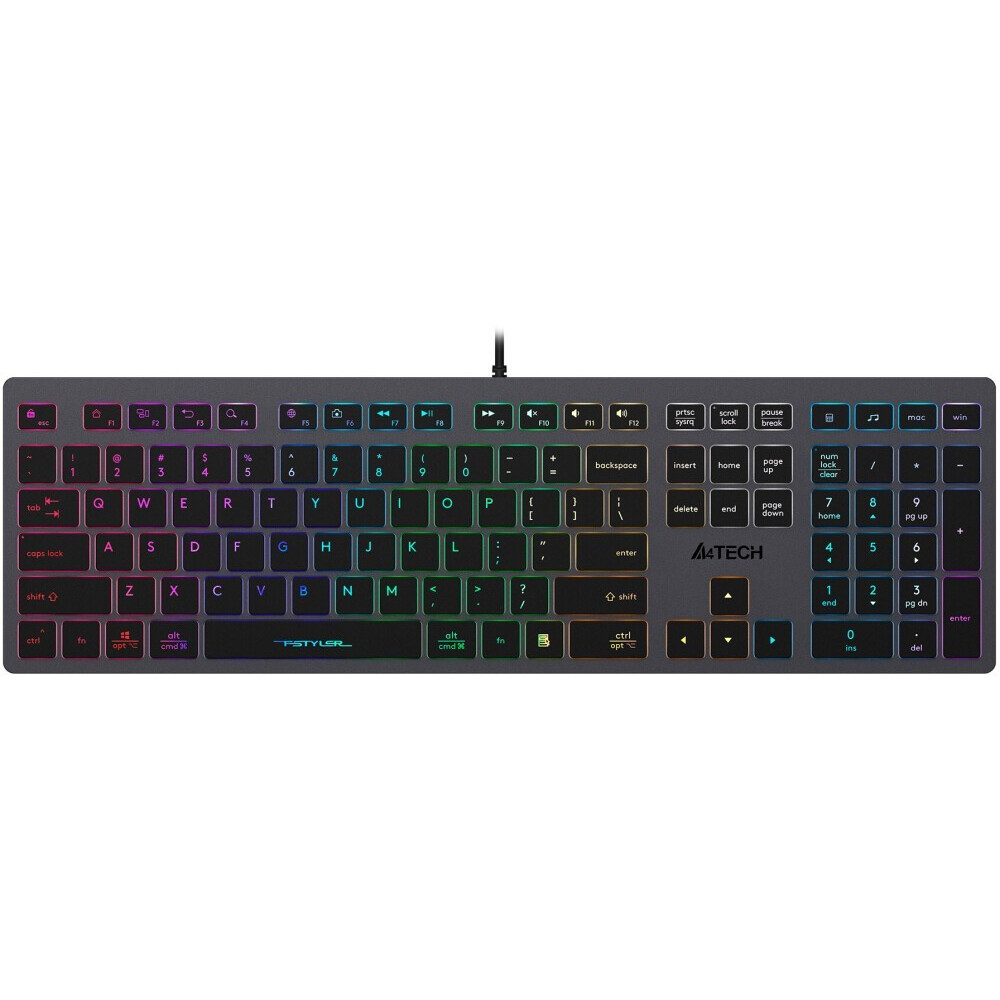 Tastatūra A4Tech Fstyler FX60 Grey/Neon