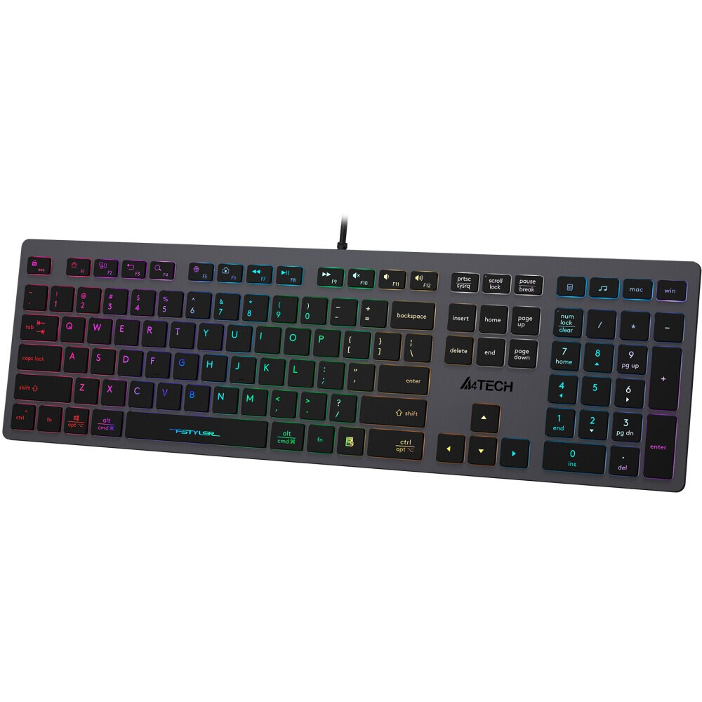 Tastatūra A4Tech Fstyler FX60 Grey/Neon - foto 3