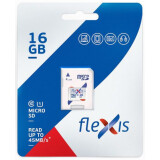 La carte mémoire 16Gb MicroSD Flexis + SD adapter (FMSD016GU1A)