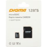 Atmiņas kartes 128Gb MicroSD Digma + SD adapter (DGFCA128A03)