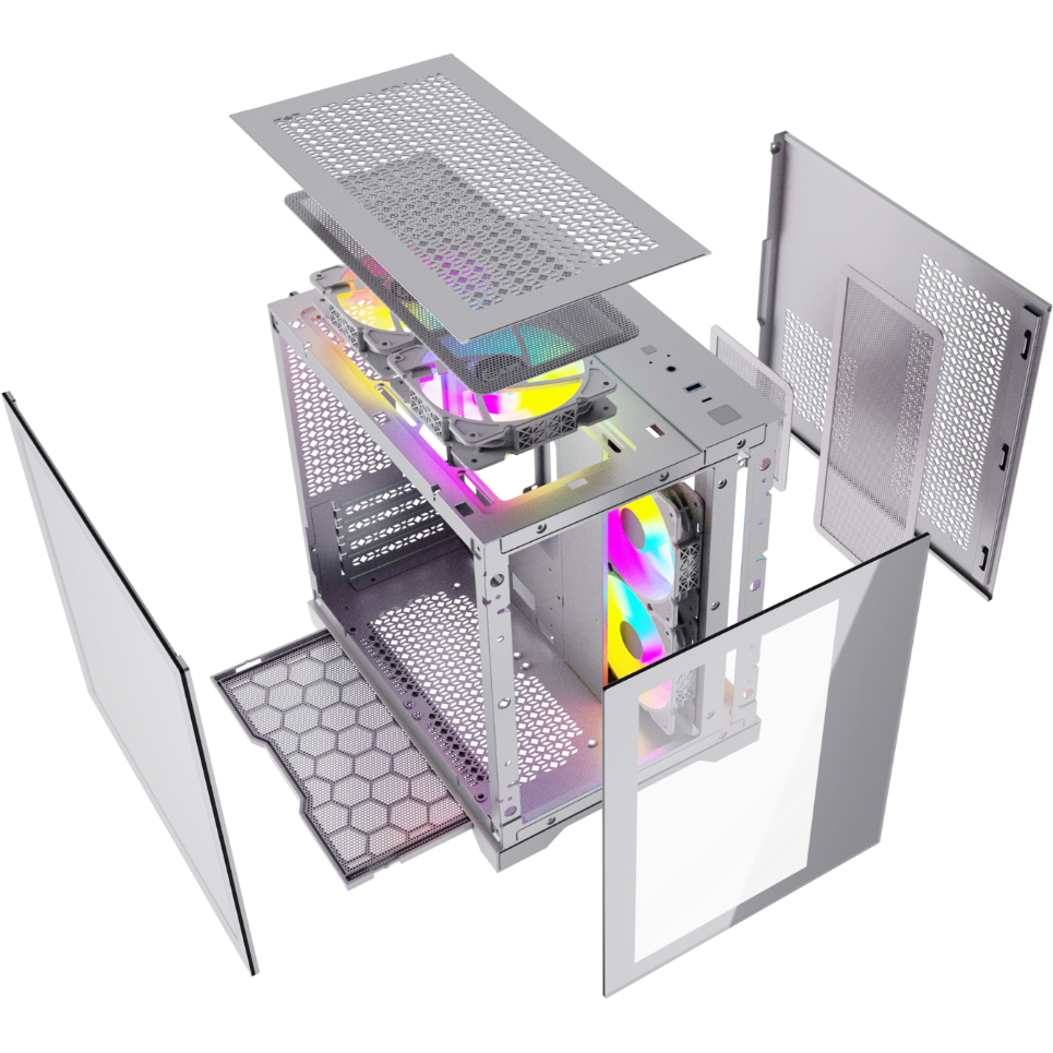 Datoru korpuss Powercase Vision Micro White - CVWM-L4 - foto 8