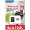 Atmiņas kartes 64Gb MicroSD SanDisk Ultra Plus + SD adapter (SDSQUB3-064G-GN6MA)
