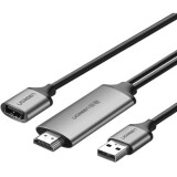 Kabelis USB (M)/USB (F) - HDMI (M), 1.5m, UGREEN CM151 Gray (50291)