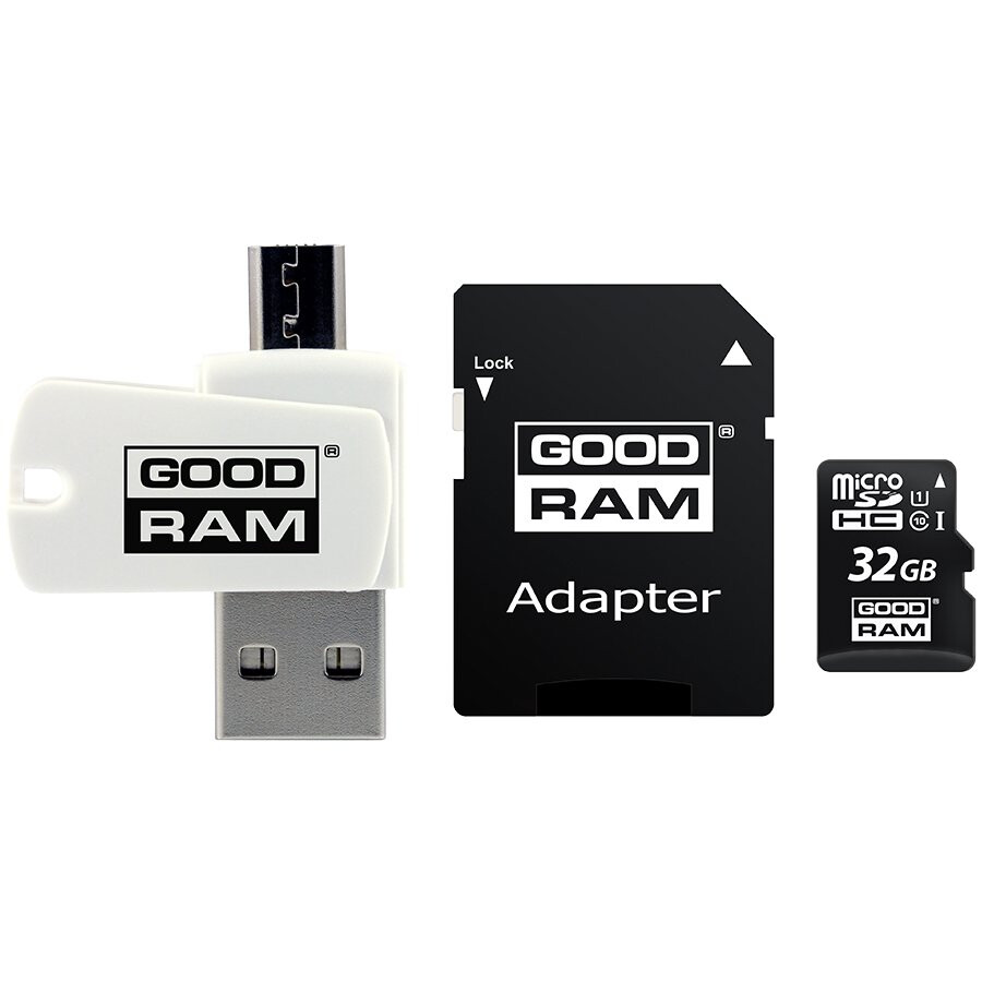 Atmiņas kartes GOODRAM All in One 32GB MICRO CARD class 10 UHS I + card reader - M1A4-0320R12