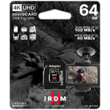 Atmiņas kartes IRDM by GOODRAM 64GB MICRO CARD UHS I U3 + adapter (IR-M3AA-0640R12)