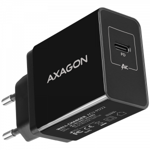 Kabeļu sistēmu sastāvdaļa (SCS) Axagon ACU-PD22 USB-C PD Wall charger <240V / 1x USB-C port PD3.0/QC3.0/AFC/FCP/Apple. 22W total power.