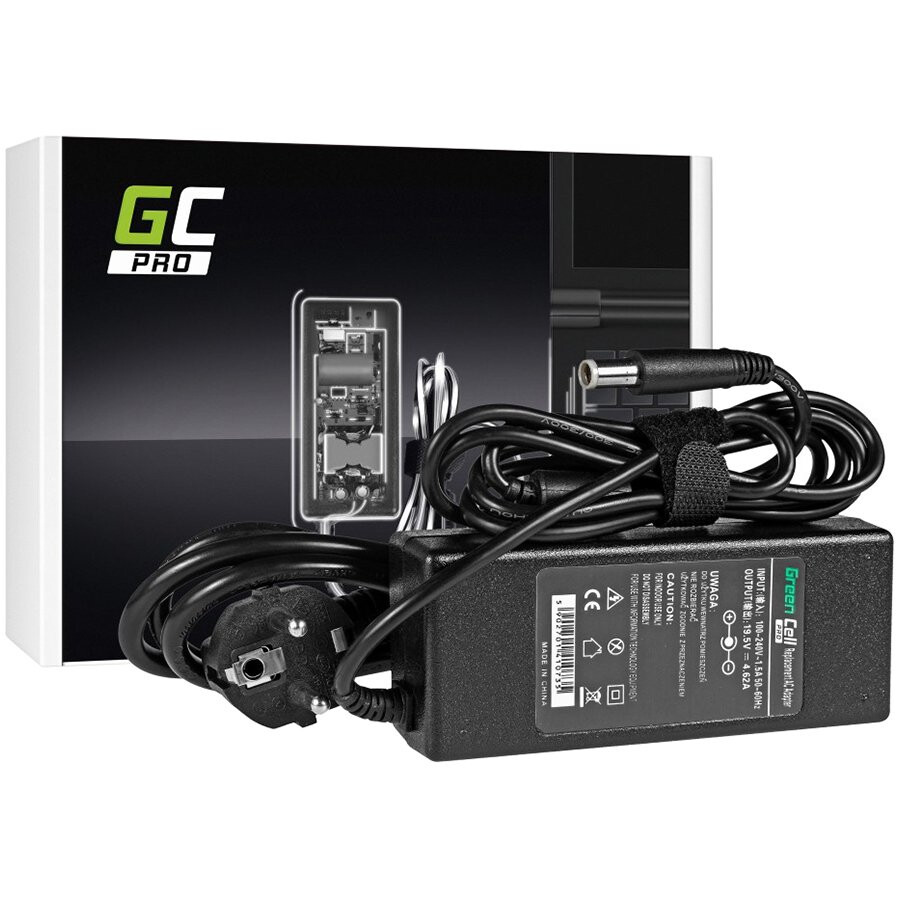 Kabeļu sistēmu sastāvdaļa (SCS) Green Cell PRO Charger AC Adapter for Dell 90W 19.5V 4.62A / 7.4mm-5.0mm - AD09P