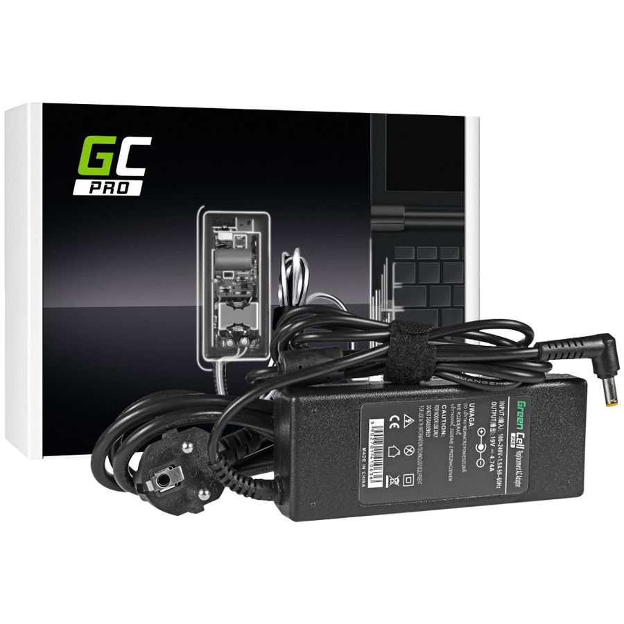 Kabeļu sistēmu sastāvdaļa (SCS) Green Cell PRO Charger AC Adapter for Acer 90W / 19V 4,74A / 5.5mm-1.7mm - AD02P
