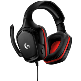 Austiņas Logitech G332 Wired LEATHERETTE - BLACK/RED (981-000757)