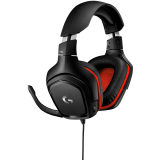 Austiņas Logitech G332 Wired LEATHERETTE - BLACK/RED (981-000757)