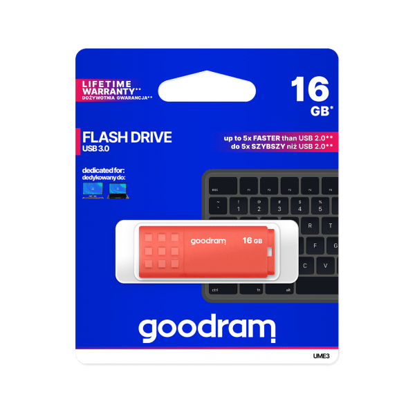 USB zibatmiņa Goodram USB 3.0 16GB Orange (TGD-UME30160O0R11)