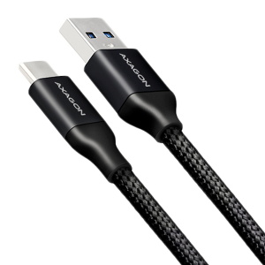 Axagon Data and charging USB-C 3.2 Gen1 / USB-A - Black Braided - BUCM3-AM20B