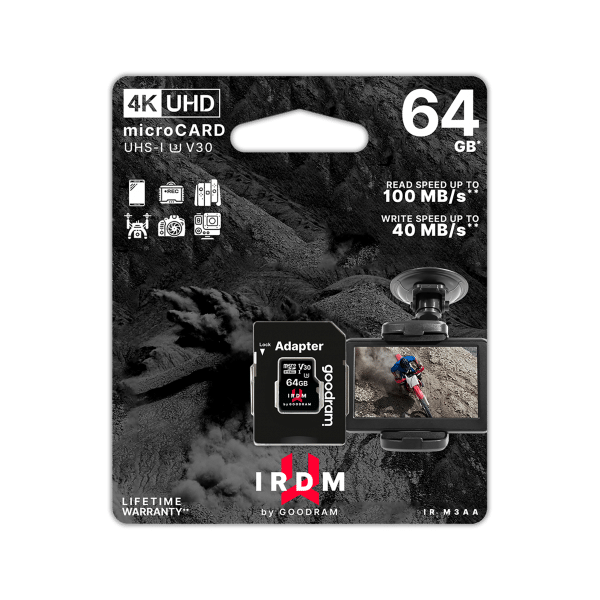 Atmiņas kartes Goodram microSD 64 GB UHS-I U3 (TGD-IRM3AA0640R12)