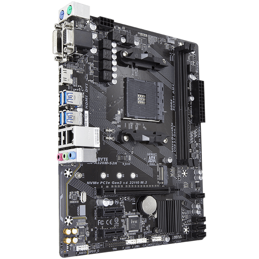 Pamatplate Gigabyte Main Board Desktop AMD A320 - GA-A320M-S2H_1.1 - foto 2