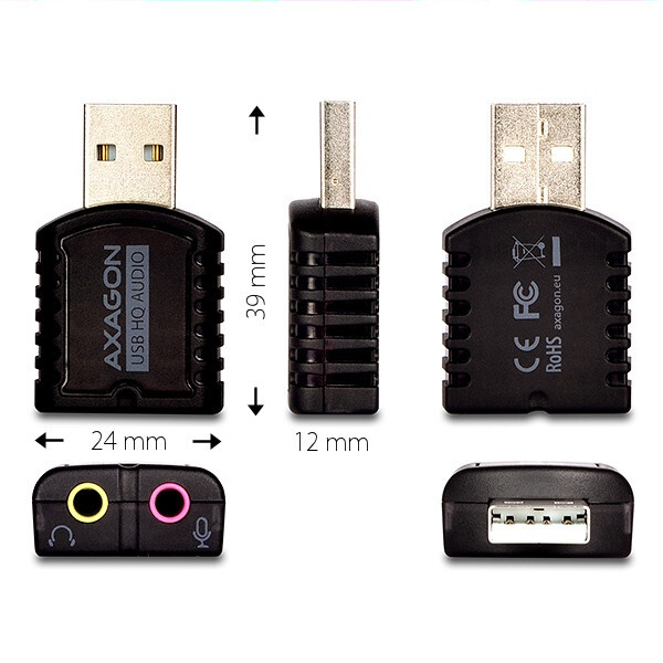 AXAGON ADA-17 USB2.0 - Stereo HQ Audio Mini Adapter 24bit 96kHz (ADA-17) - foto 2