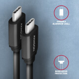 Axagon Data and charging USB 2.0 PD 60W, 3A. Black twisted. (BUCM-CM20TB)