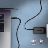 Axagon Data and charging USB 2.0 PD 60W, 3A. Black braided. (BUCM-CM15AB)