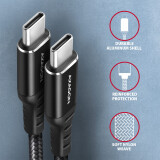 Axagon Data and charging USB 2.0 PD 60W, 3A. Black braided. (BUCM-CM15AB)