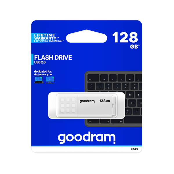 USB zibatmiņa GOODRAM 128GB UME2 WHITE USB 2.0 - UME2-1280W0R11 - foto 5
