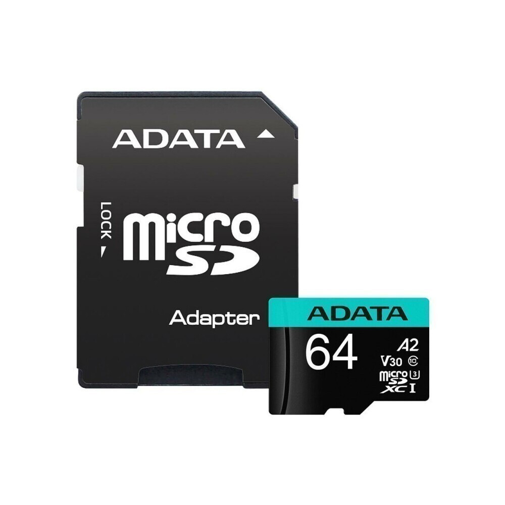 Atmiņas kartes ADATA 64Gb MicroSD + SD adapter (AUSDX64GUI3V30SA2-RA1) - foto 2
