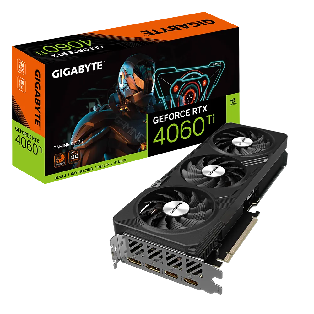 Videokarte GIGABYTE NVIDIA GeForce RTX 4060 Ti 8 GB GDDR6 (GV-N406TGAMINGOC-8GD)
