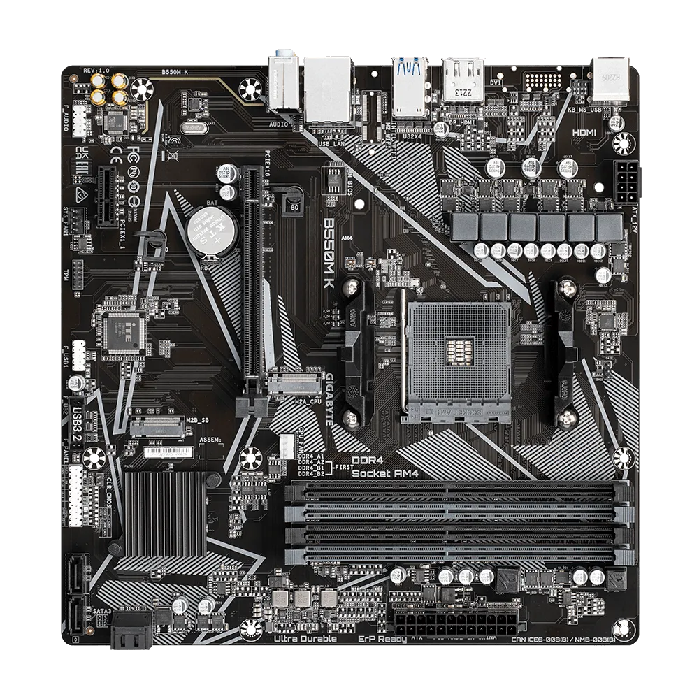 Pamatplate GIGABYTE AMD B550 SAM4 Micro-ATX (B550MK) - foto 4