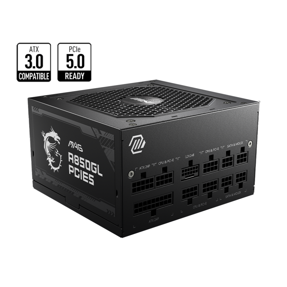 Barošanas bloks MSI 850 Watts Efficiency 80 PLUS GOLD (MAGA850GLPCIE5) - foto 4