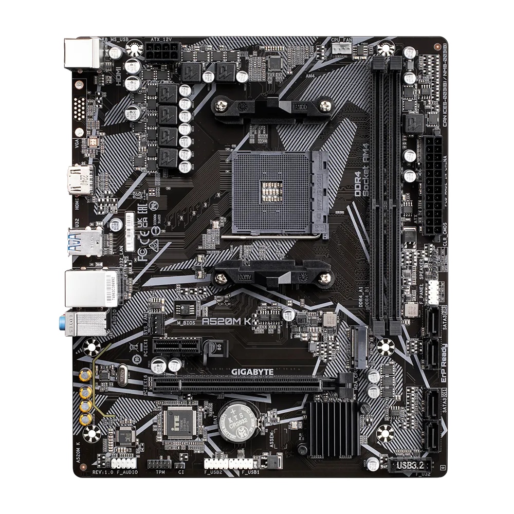 Pamatplate GIGABYTE AMD A520 SAM4 Micro-ATX (A520MK) - foto 2