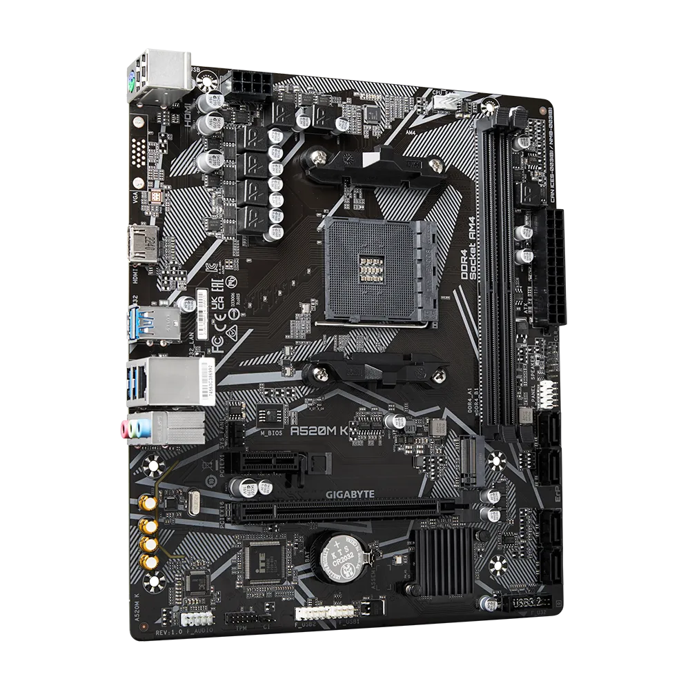 Pamatplate GIGABYTE AMD A520 SAM4 Micro-ATX (A520MK) - foto 3