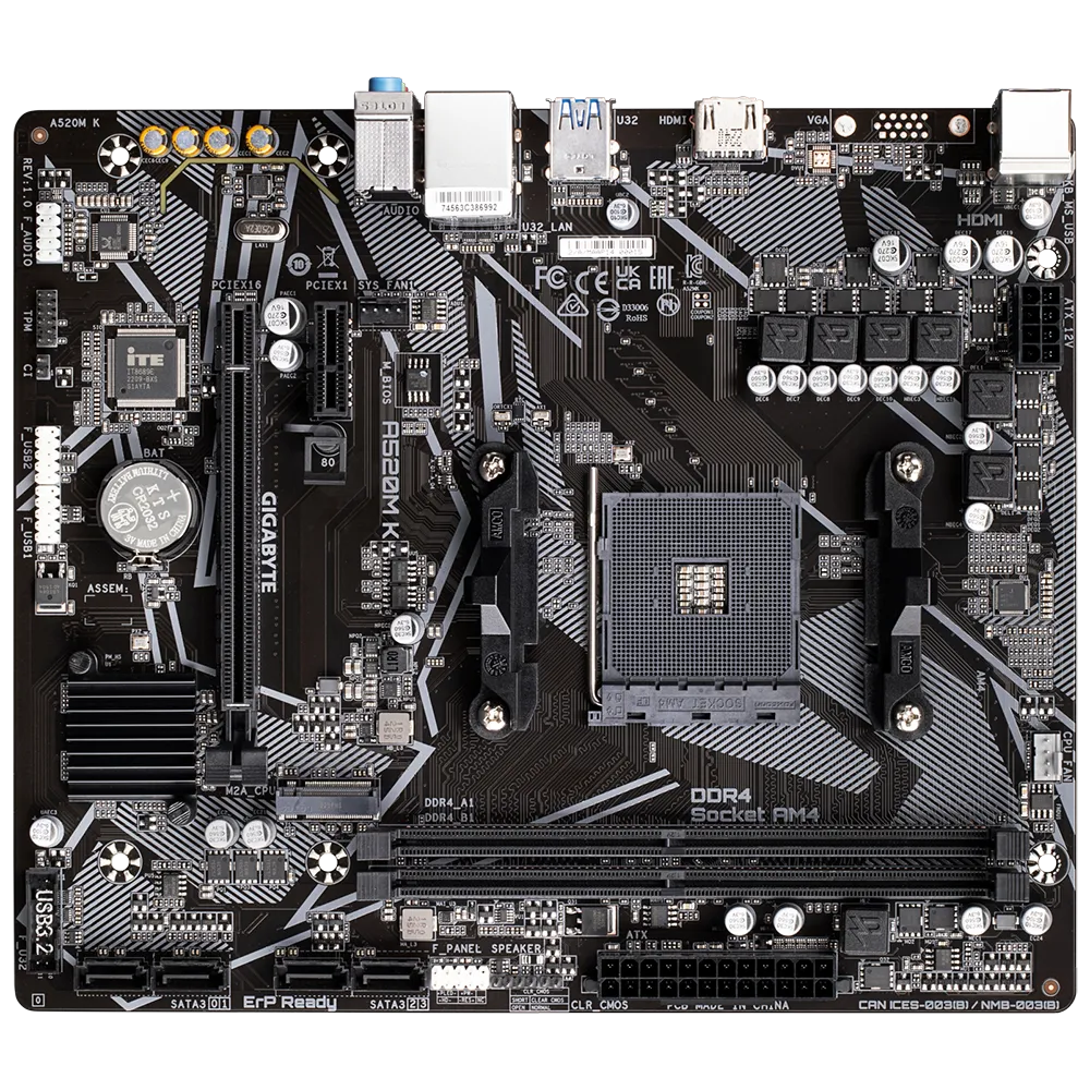 Pamatplate GIGABYTE AMD A520 SAM4 Micro-ATX (A520MK) - foto 5