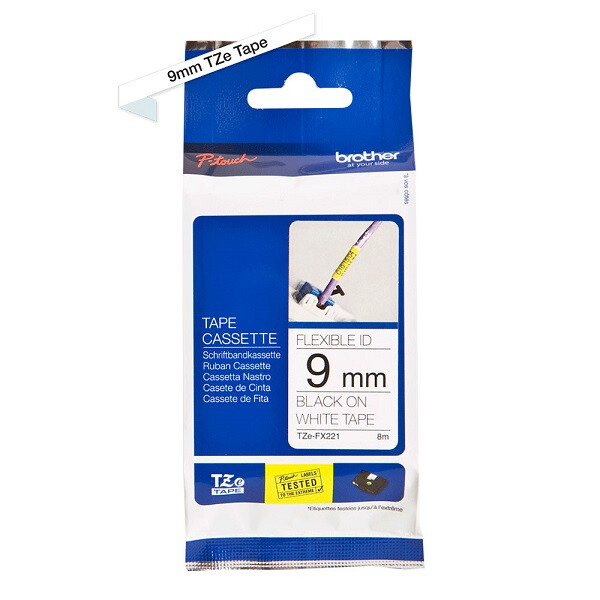 Brother 9mm Black on White (TZEFX221)