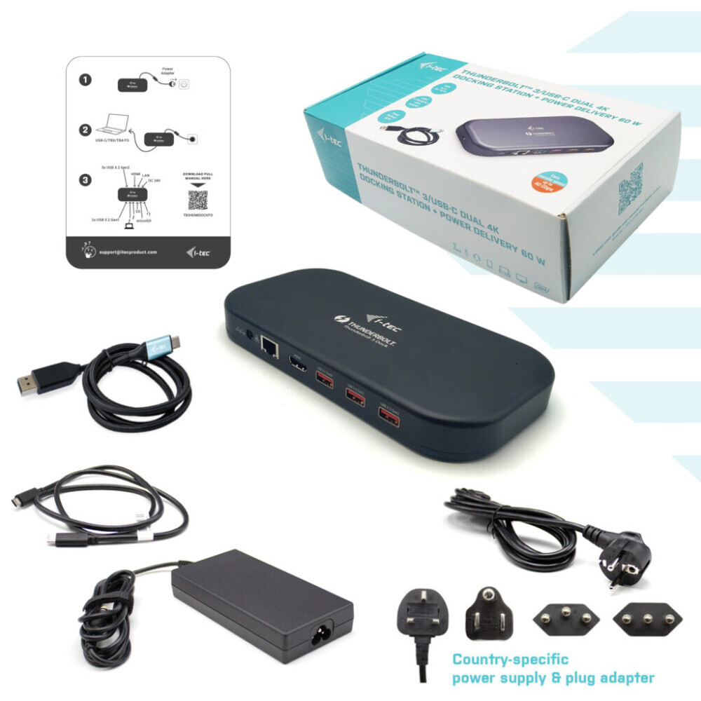 USB centrmezgls I-TEC Thunderbolt 3 (TB3HDMIDOCKPD) - foto 4