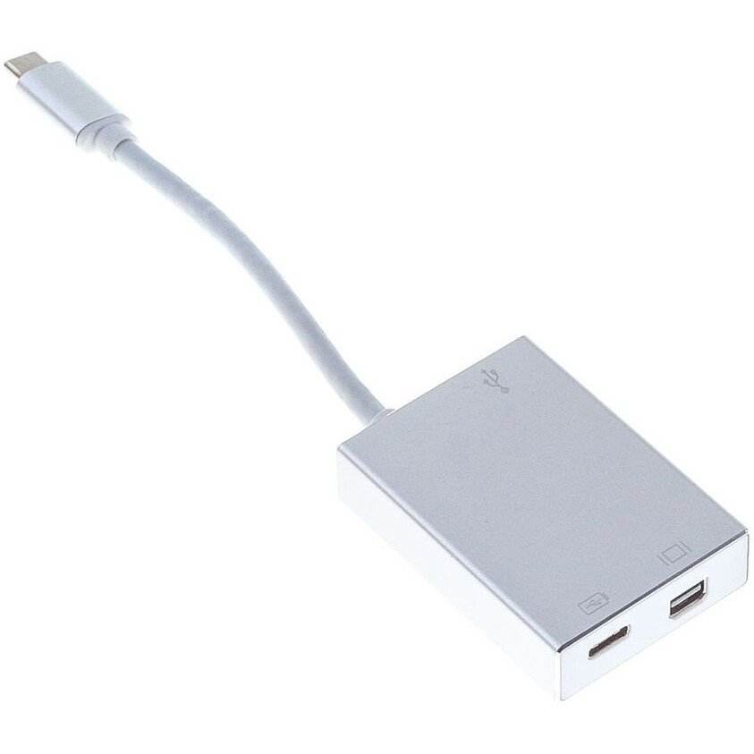 Pārejas savienojums USB Type-C - miniDisplayPort (F)/USB Type-C (F)/USB 3.0 A (F), 0.1m, Buro 488059