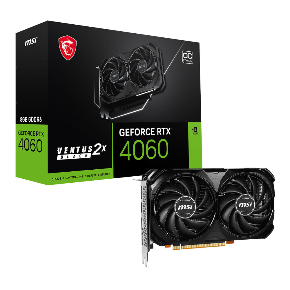 Videokarte MSI GeForce RTX 4060 VENTUS 2X 8 GB GDDR6 (RTX 4060 VENTUS 2X BLAC)