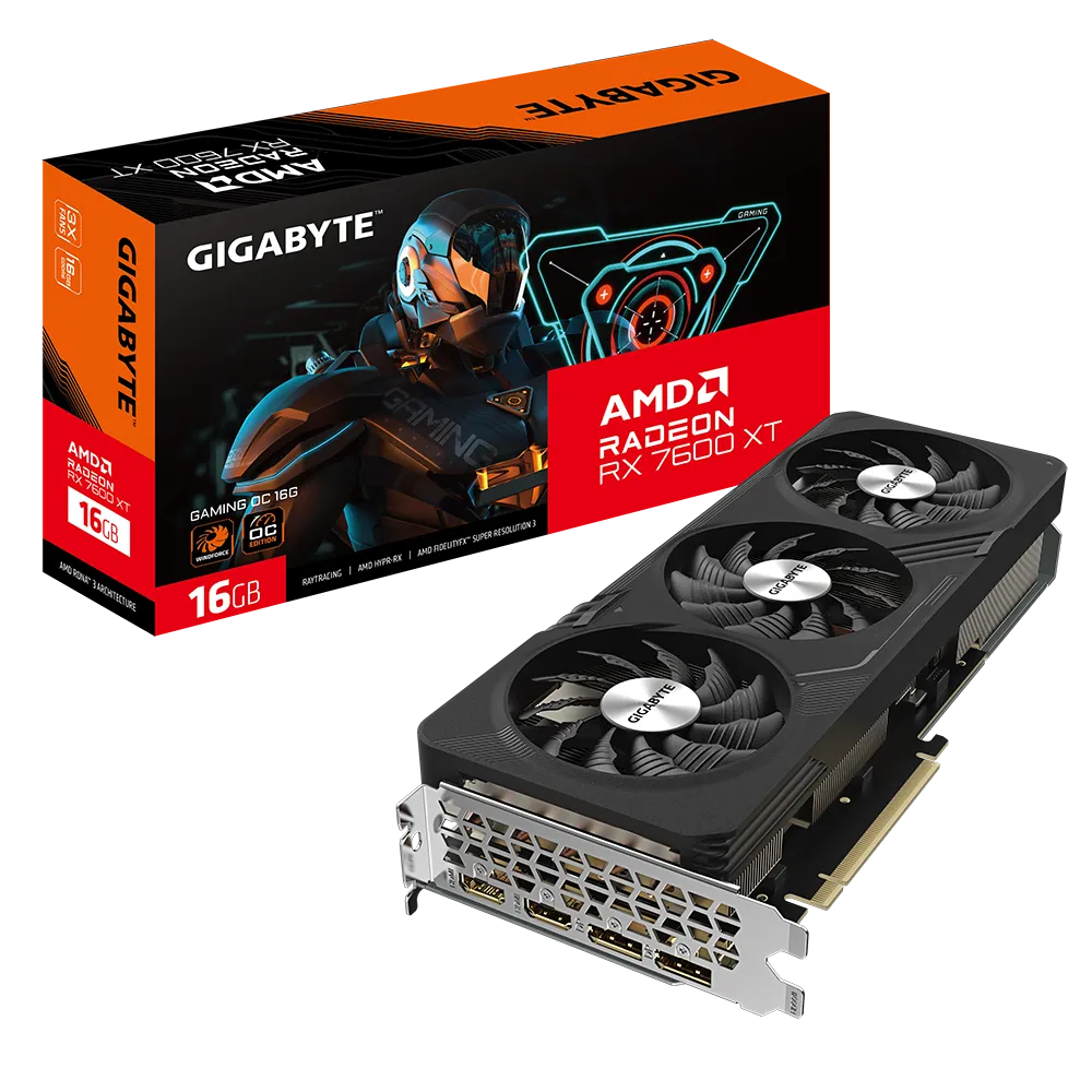 Videokarte Gigabyte GAMING Radeon RX 7600 XT OC 16 GB GDDR6 (GV-R76XTGAMING OC-16GD)