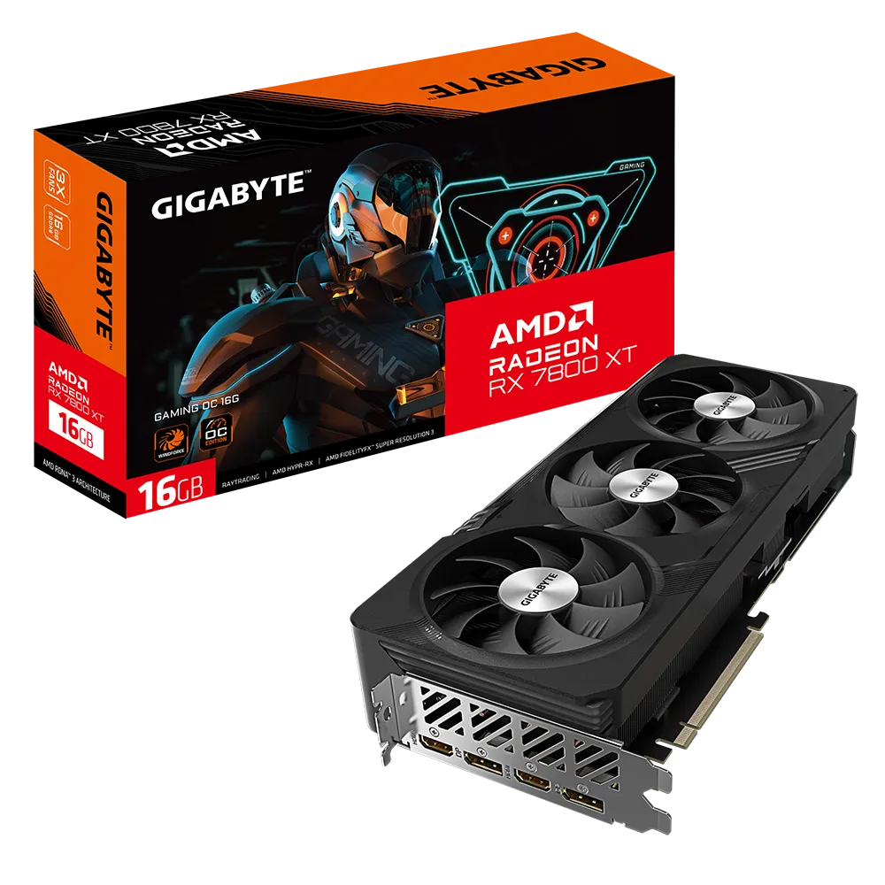 Videokarte Gigabyte Radeon RX 7800 XT GAMING OC 16GB GDDR6 (GV-R78XTGAMING OC-16GD)