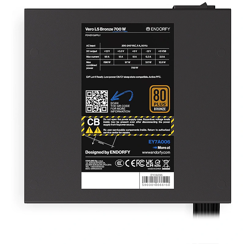 Barošanas bloks Endorfy Vero L5 Bronze 700 W (EY7A006) - foto 5