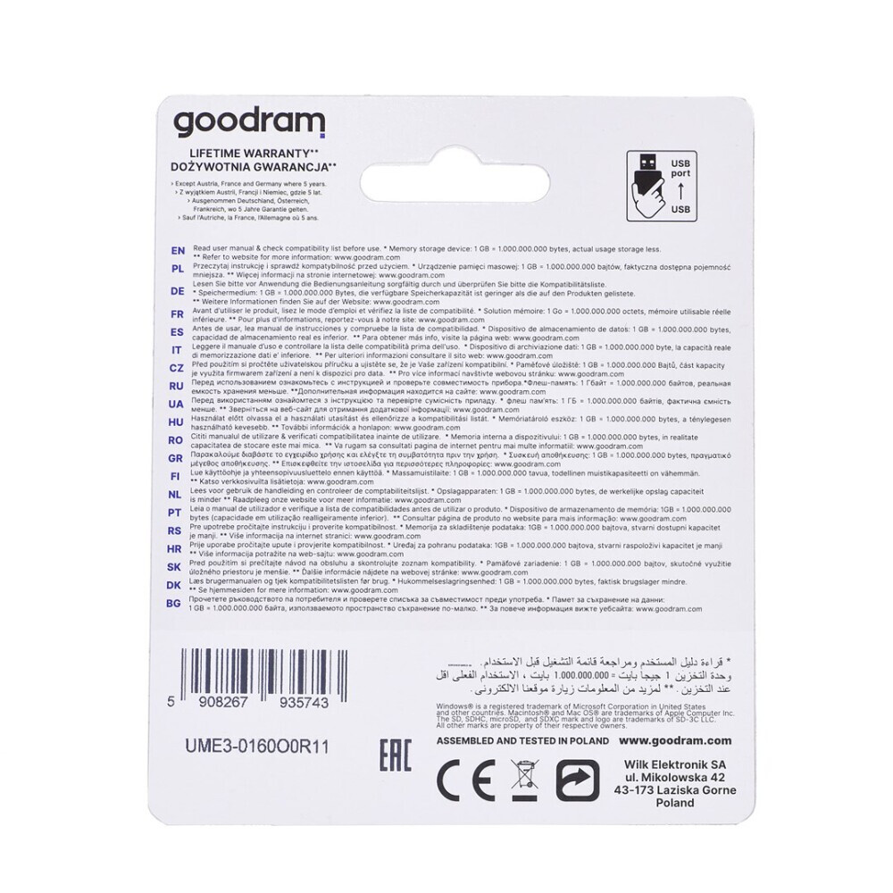 USB zibatmiņa Goodram UME316 GB USB Type-A 3.2 Gen 1 (UME3-0160O0R11) - foto 2