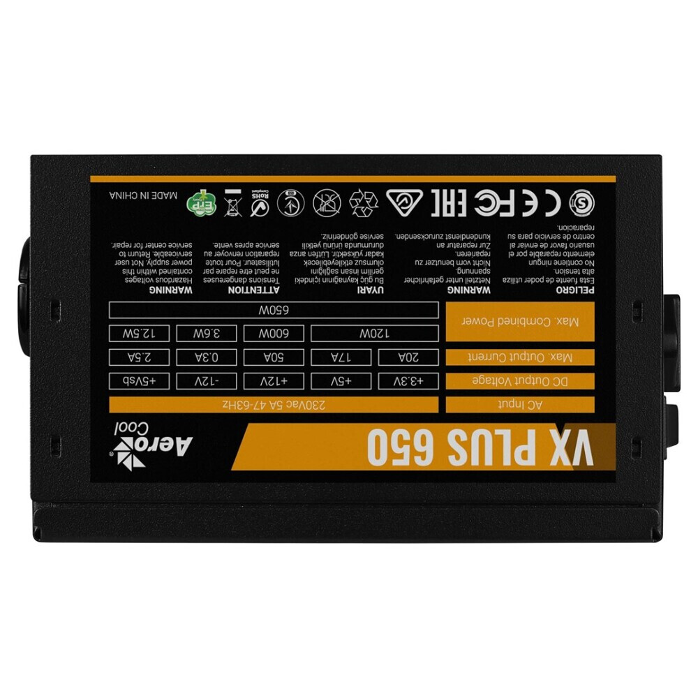 Barošanas bloks Aerocool VX PLUS 650 (AEROVX-650PLUS) - foto 3