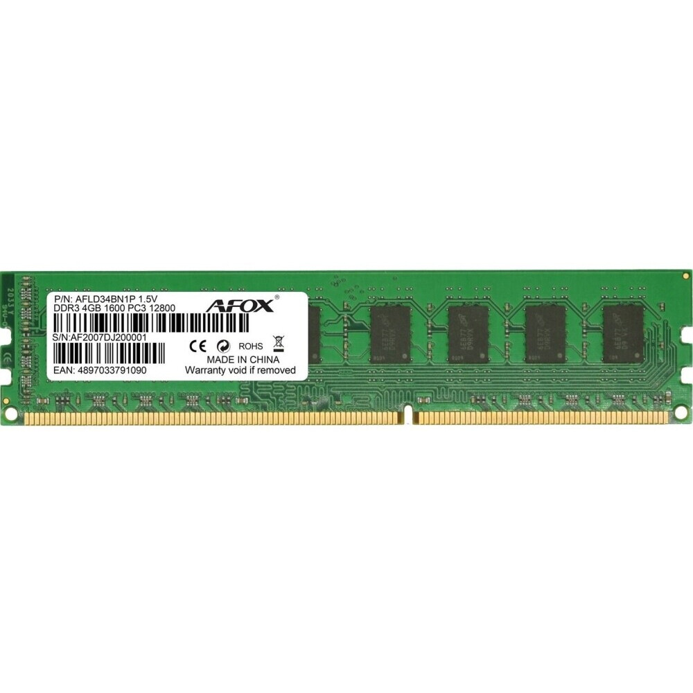 Operatīvā atmiņa AFOX 4GB 1600 MHz DDR3 CL11 (AFLD34BN1L)