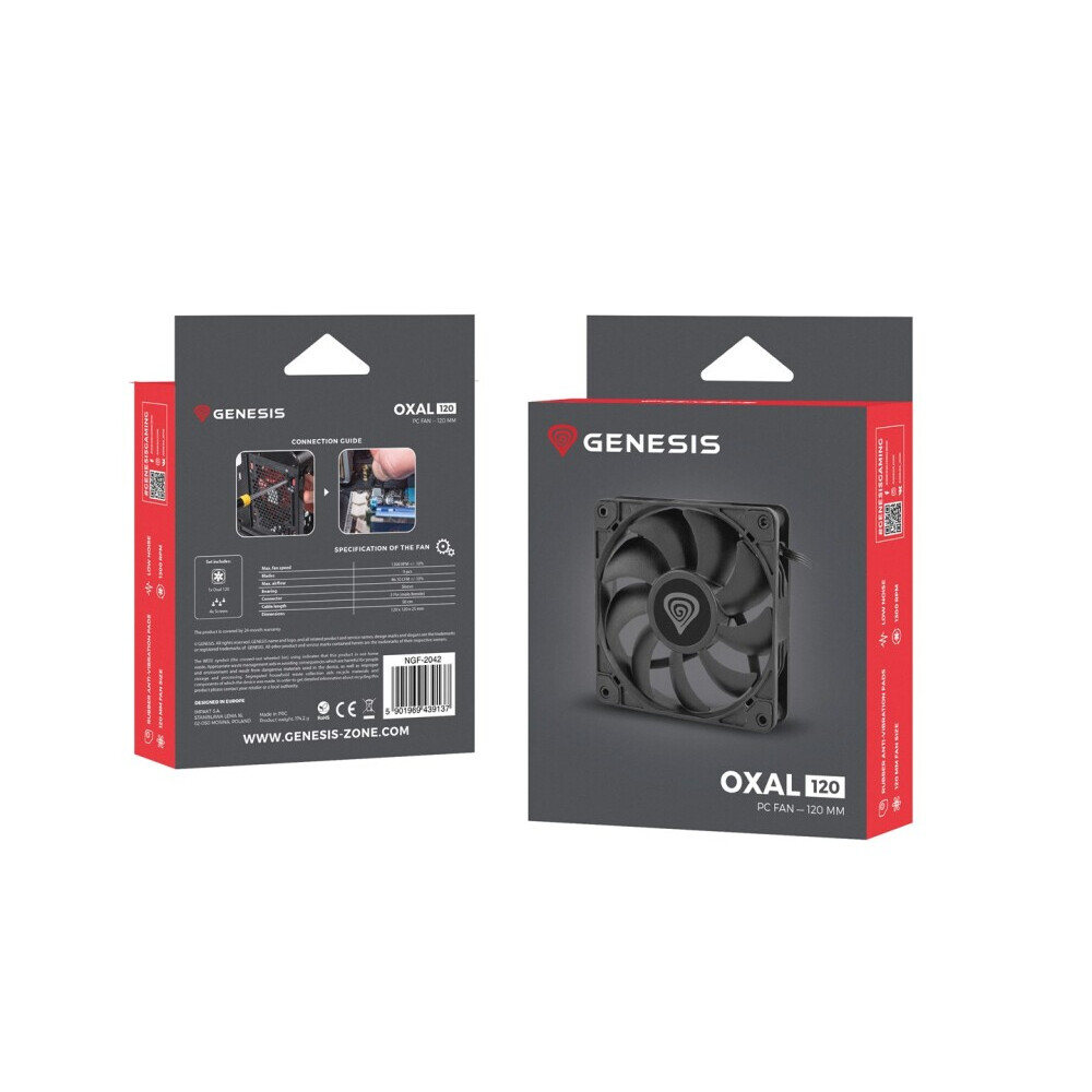 Korpusa dzesētājs NATEC Oxal 120 12 cm Black 1 pc(s) (CHLNATWEN0006) - foto 2