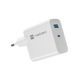 NATEC RIBERA GAN CHARGER 1X USB-A + 1X USB-C WHITE (NUC-2142)