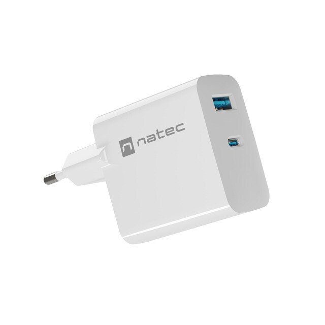 NATEC RIBERA GAN CHARGER 1X USB-A + 1X USB-C WHITE (NUC-2142)