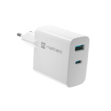 NATEC RIBERA GAN CHARGER 1X USB-A + 1X USB-C WHITE (NUC-2142)