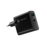 NATEC RIBERA GAN 1x USB-A + 1x USB-C BLACK (NUC-2145)