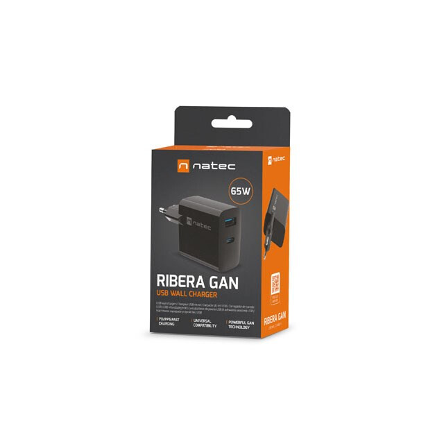 NATEC RIBERA GAN 1x USB-A + 1x USB-C BLACK (NUC-2145) - foto 8