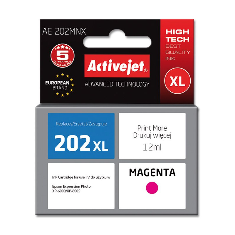 Activejet AE-202MNX ink (replacement for Epson 202XL H34010; Supreme; 12 ml; magenta) (AE-202MNX)