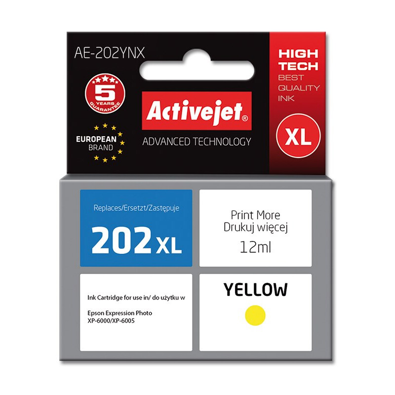 Activejet AE-202YNX ink (replacement for Epson 202XL H44010; Supreme; 12 ml; yellow) (AE-202YNX)