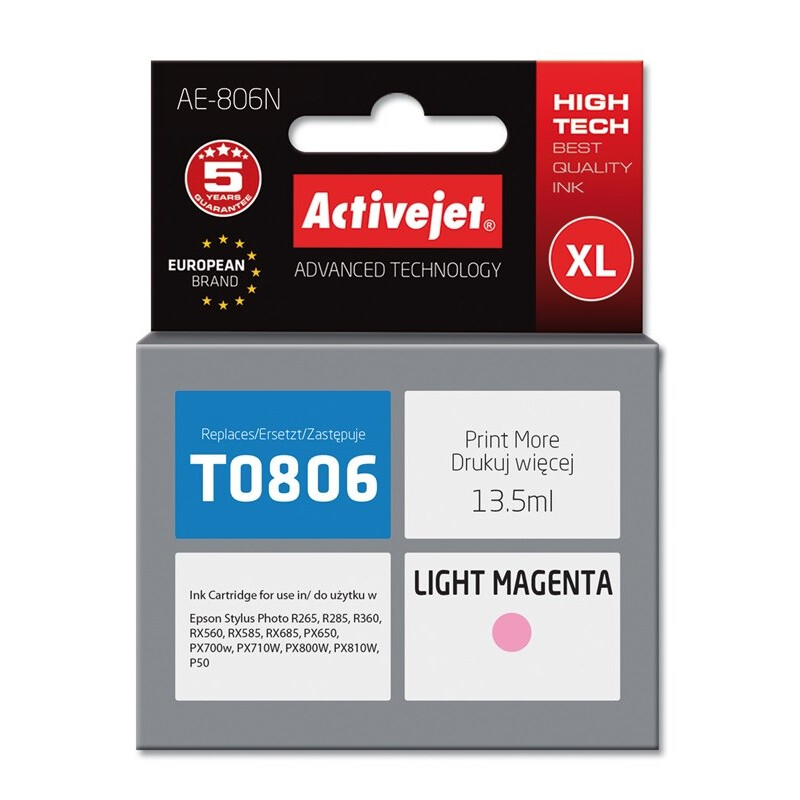 Activejet AE-806N Ink (replacement for Epson T0806; Supreme; 13,5 ml; light magenta) (AE-806N)